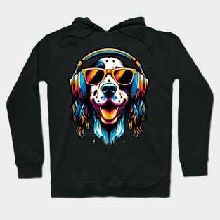 English Setter Smiling DJ with Harmonic Melodies Hoodie